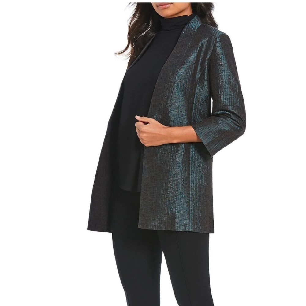 EILEEN FISHER Pine Infinity Jacquard Blazer Shawl Collar 3/4 Sleeve - Picture 7 of 7